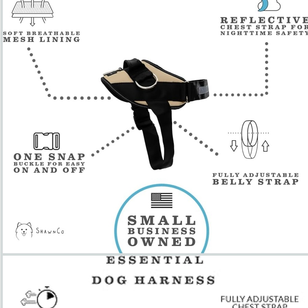 Shawn and co Black and Tan Dog Harness. A - Picture 2 of 8